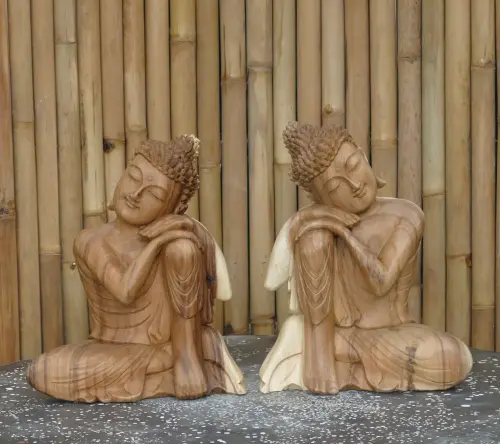 Product image of the product “2 set buddha relax made from suar wood, 40cm Height ”